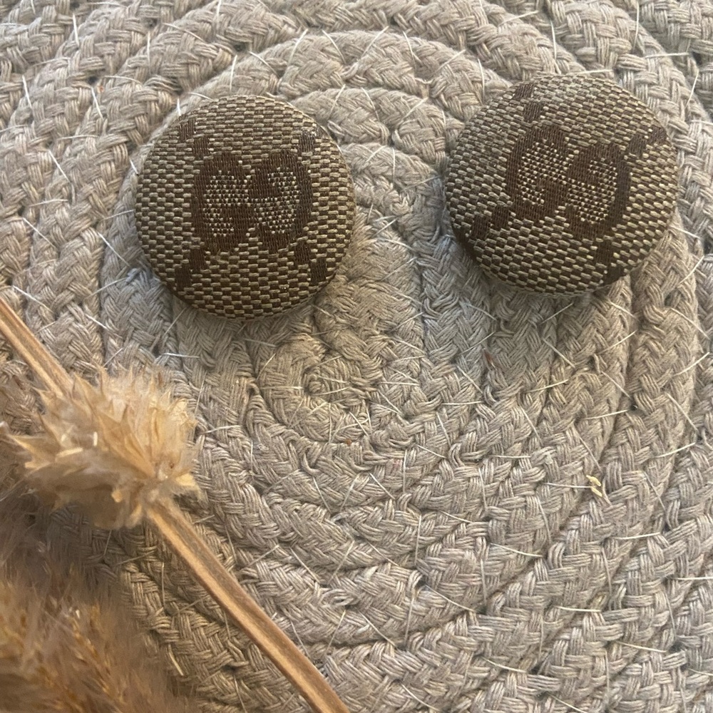 Pair of authentic up cycled Gucci fabric buttons